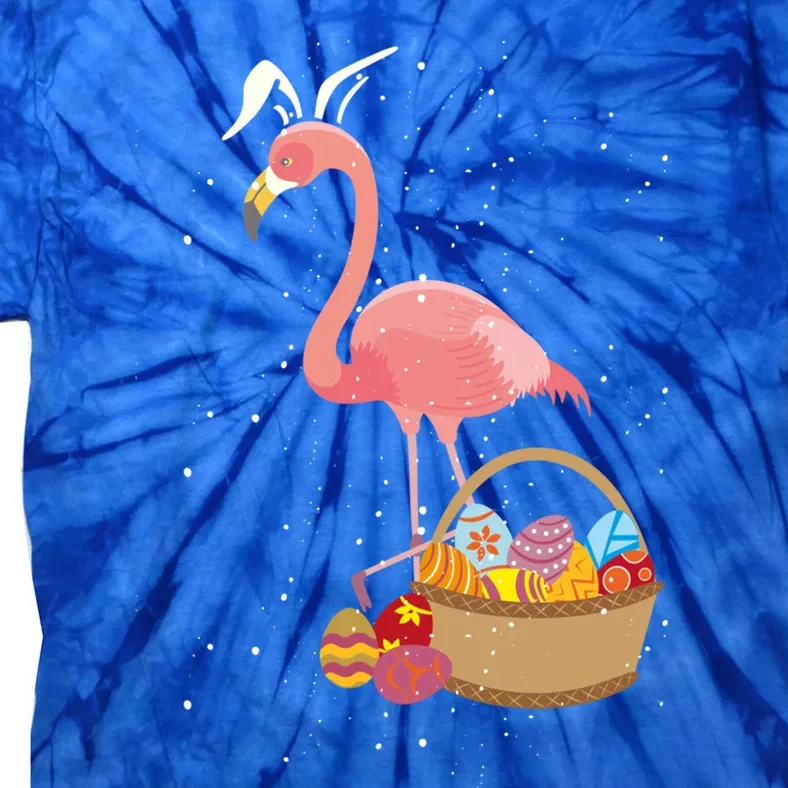 Easter Basket Flamingo Funny Egg Hunter Pink Bird Lover Gift Tie-Dye T-Shirt