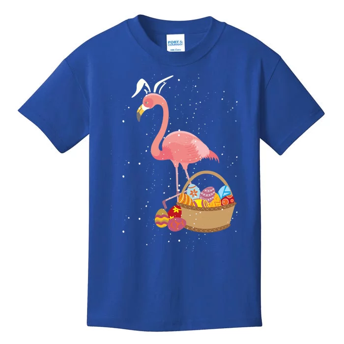 Easter Basket Flamingo Funny Egg Hunter Pink Bird Lover Gift Kids T-Shirt