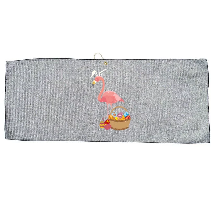 Easter Basket Flamingo Funny Egg Hunter Pink Bird Lover Gift Large Microfiber Waffle Golf Towel