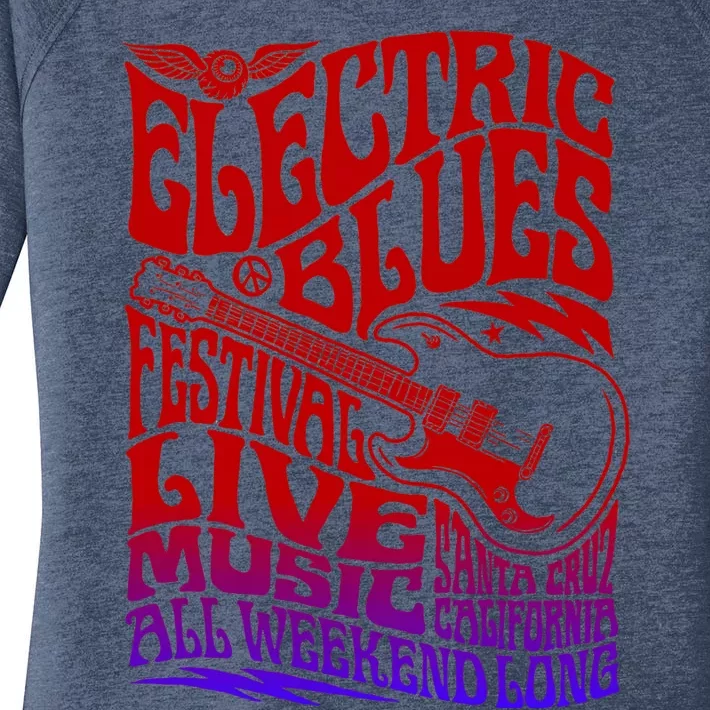 Electric Blues Festival Live Music Santa Cruz California Women's Perfect Tri Tunic Long Sleeve Shirt