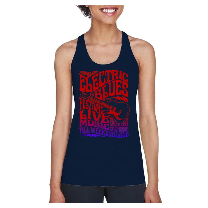 Electric Blues Festival Live Music Santa Cruz California Women's Racerback Tank