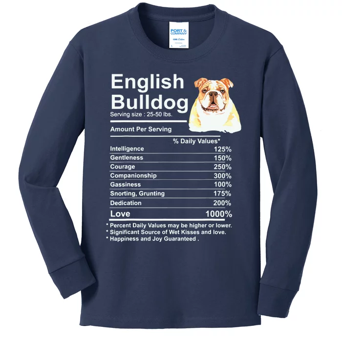 English Bulldog Facts Gift Funny English Bulldog Mama Kids Long Sleeve Shirt