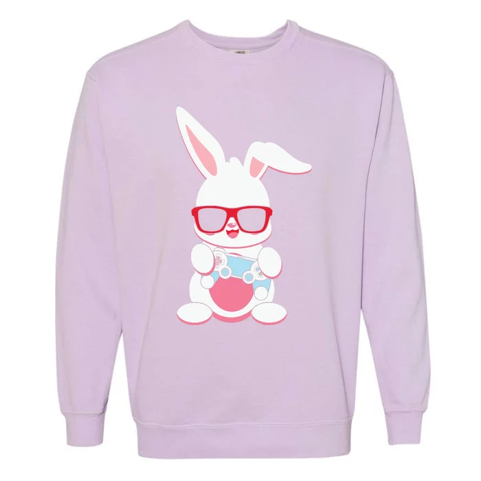 Easter Bunny Gamer Cute Easter Bunny Garment-Dyed Sweatshirt