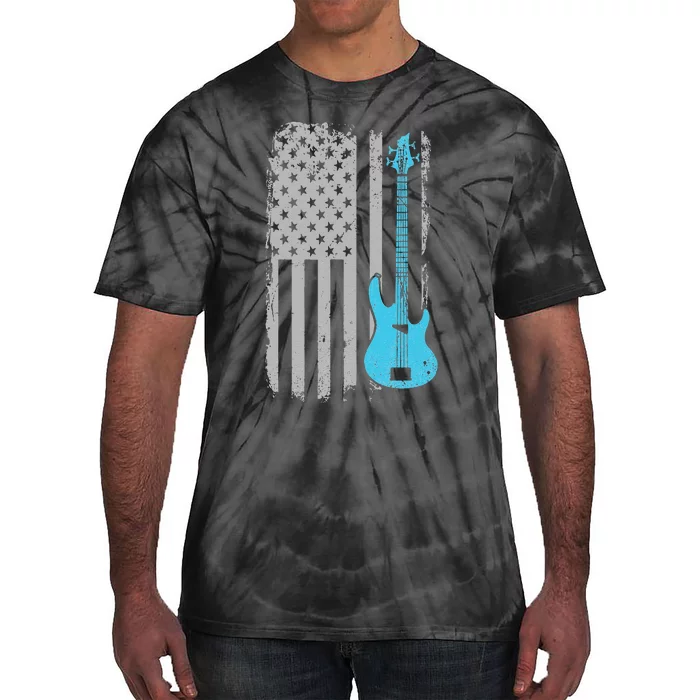 Electric Bass Guitar Player American Flag Musician Tie-Dye T-Shirt