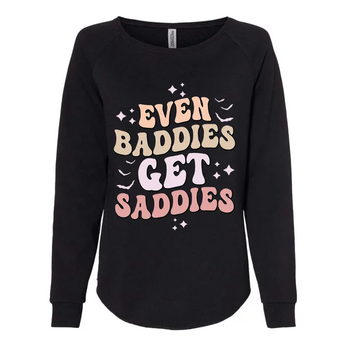 Even Baddies Get Saddies Groovy Style Graphic Womens California Wash Sweatshirt