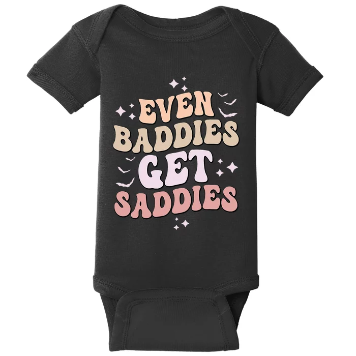 Even Baddies Get Saddies Groovy Style Graphic Baby Bodysuit