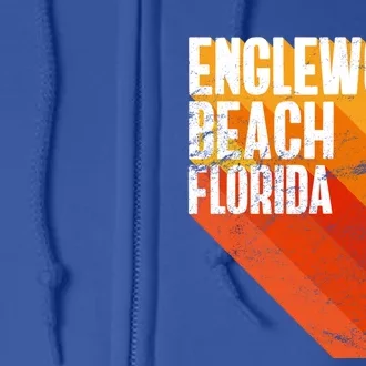 Englewood Beach Gift Retro Style Florida Gift Full Zip Hoodie