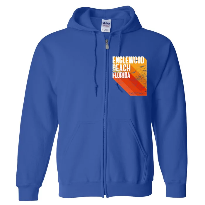 Englewood Beach Gift Retro Style Florida Gift Full Zip Hoodie