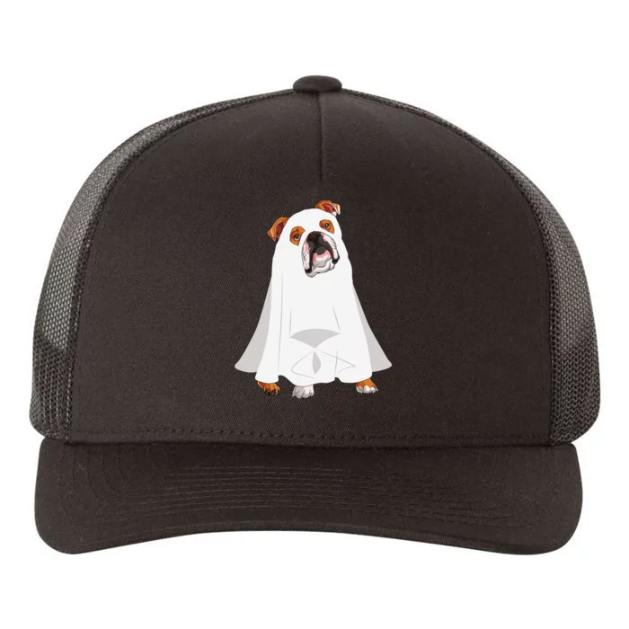 English Bulldog Ghost Pumpkin Halloween Fall Dog Lover Yupoong Adult 5-Panel Trucker Hat