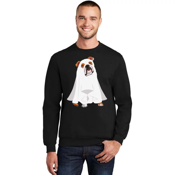 English Bulldog Ghost Pumpkin Halloween Fall Dog Lover Tall Sweatshirt