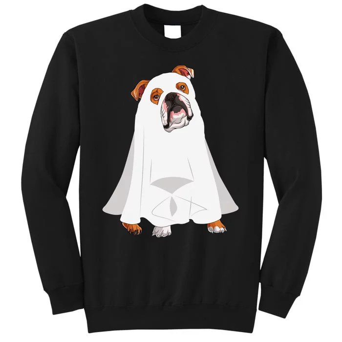 English Bulldog Ghost Pumpkin Halloween Fall Dog Lover Tall Sweatshirt