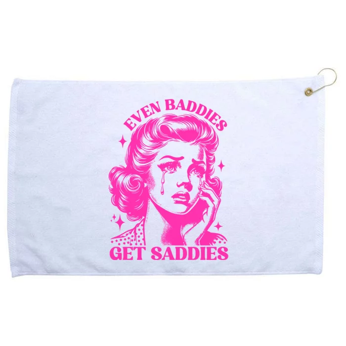 Even Baddies Get Saddies Retro Lady Grommeted Golf Towel