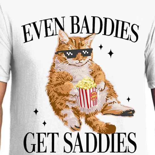 Even Baddies Get Saddies Funny Cat Meme Pajama Set