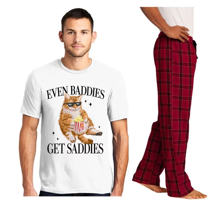 Even Baddies Get Saddies Funny Cat Meme Pajama Set