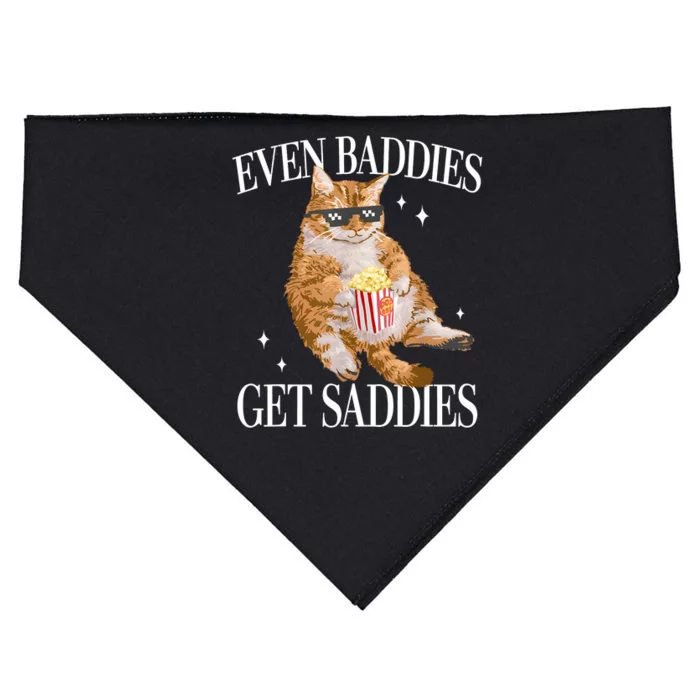 Even Baddies Get Saddies Funny Cat Meme USA-Made Doggie Bandana