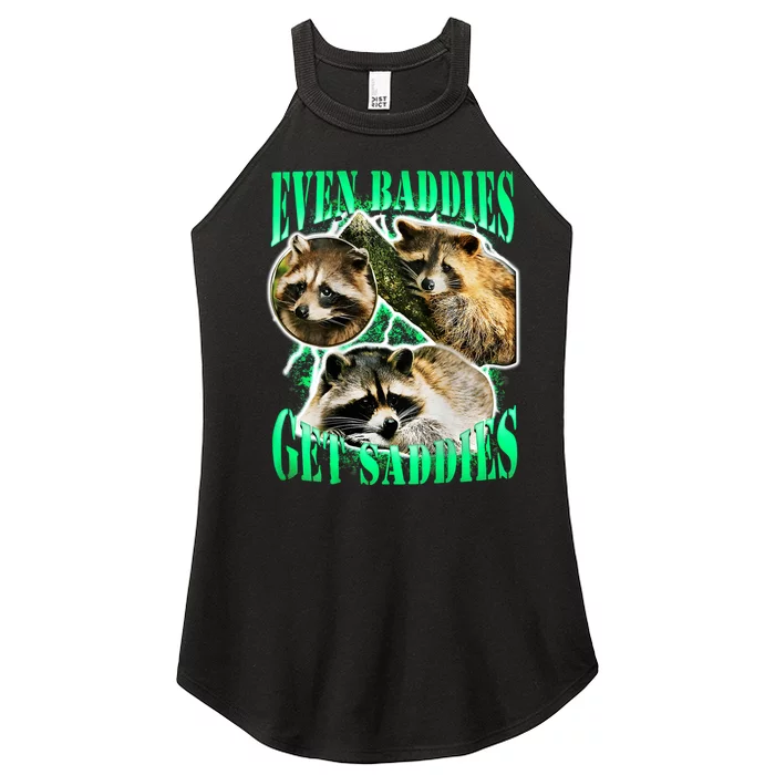 Even Baddies Get Saddies Racoon Women’s Perfect Tri Rocker Tank