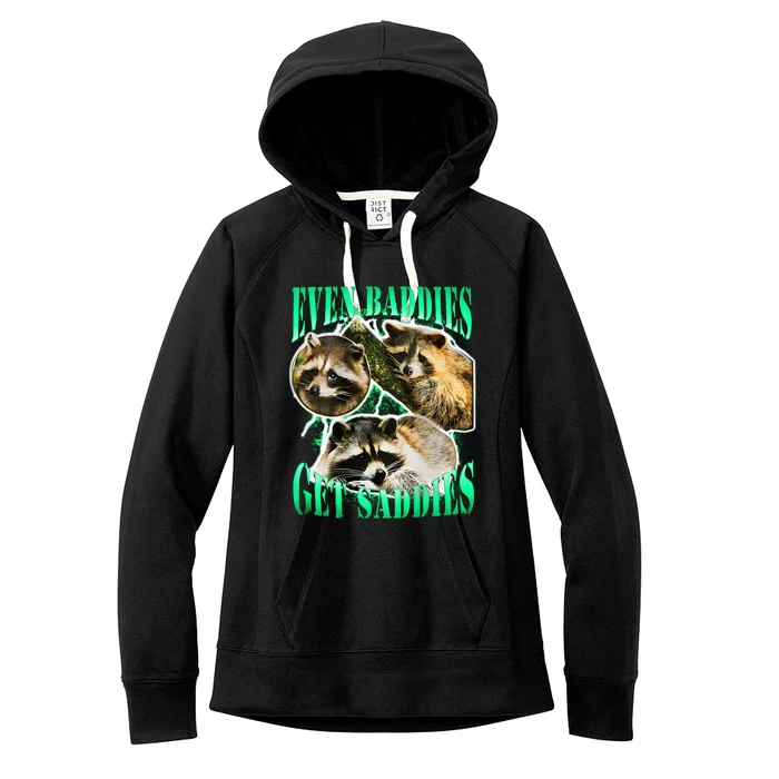 Even Baddies Get Saddies Racoon Women's Fleece Hoodie