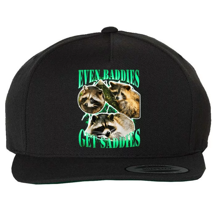 Even Baddies Get Saddies Racoon Wool Snapback Cap