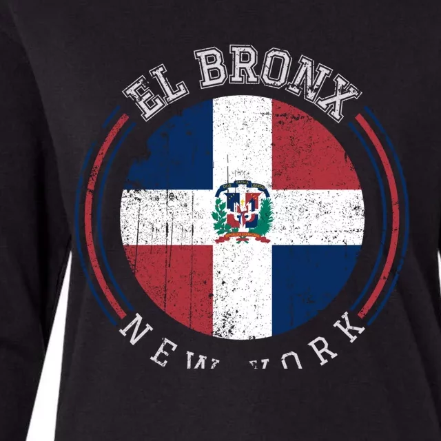 El Bronx Gift Dominican Republic Flag Varsity Style Gift Womens Cotton Relaxed Long Sleeve T-Shirt