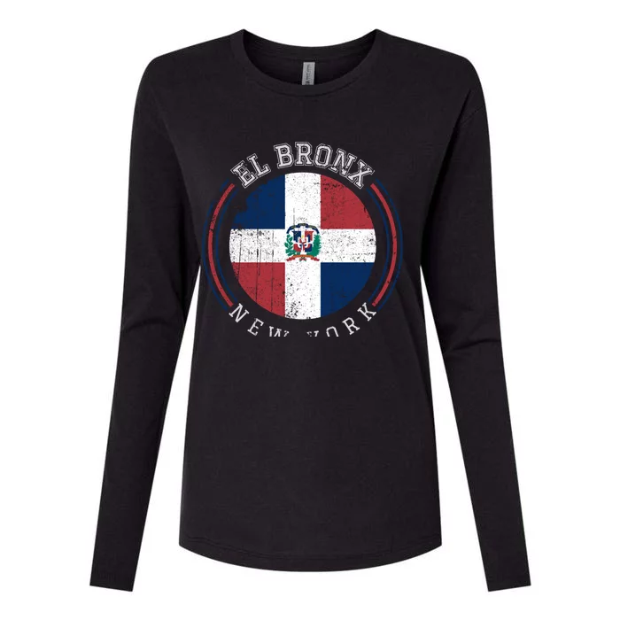 El Bronx Gift Dominican Republic Flag Varsity Style Gift Womens Cotton Relaxed Long Sleeve T-Shirt