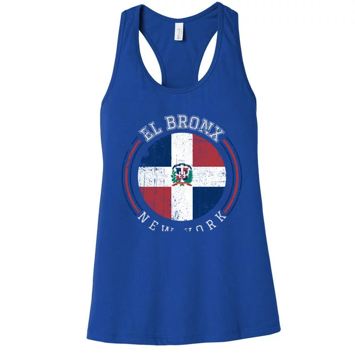 El Bronx Gift Dominican Republic Flag Varsity Style Gift Women's Racerback Tank