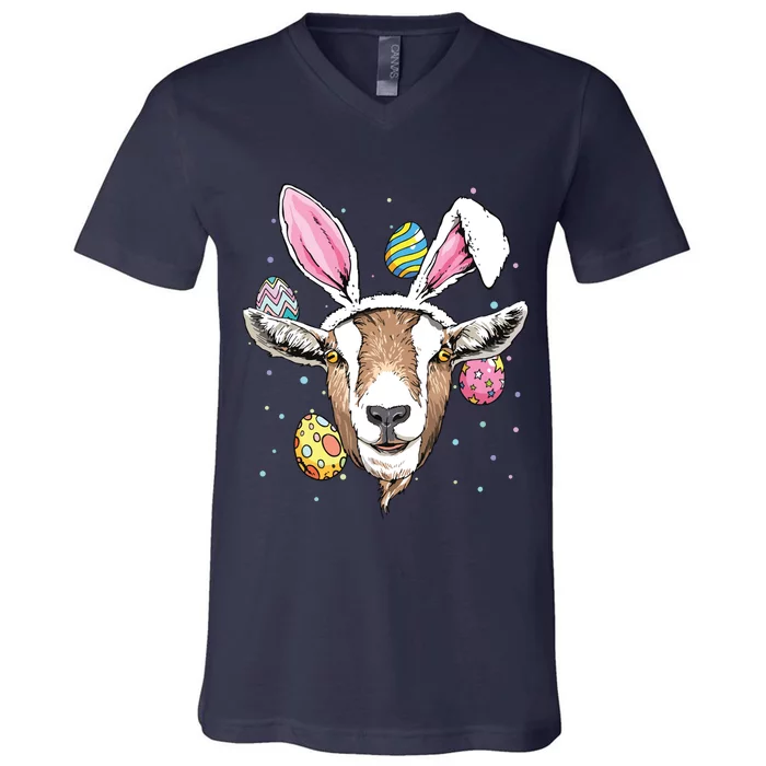 Easter Bunny Goat Funny Farmer Easter Goat V-Neck T-Shirt