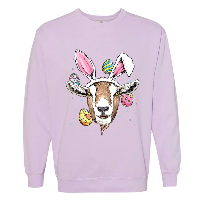 Easter Bunny Goat Funny Farmer Easter Goat Garment-Dyed Sweatshirt