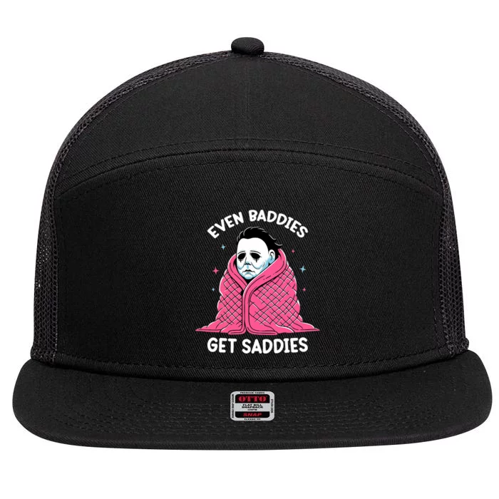 Even Baddies Get Saddies Raccoon Funny Oddly Specific Meme 7 Panel Mesh Trucker Snapback Hat