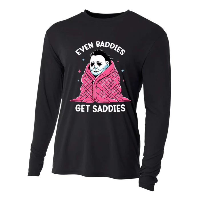 Even Baddies Get Saddies Raccoon Funny Oddly Specific Meme Cooling Performance Long Sleeve Crew