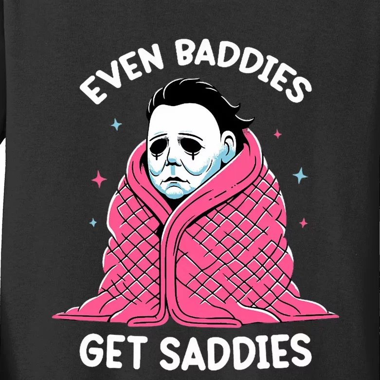 Even Baddies Get Saddies Raccoon Funny Oddly Specific Meme Kids Long Sleeve Shirt