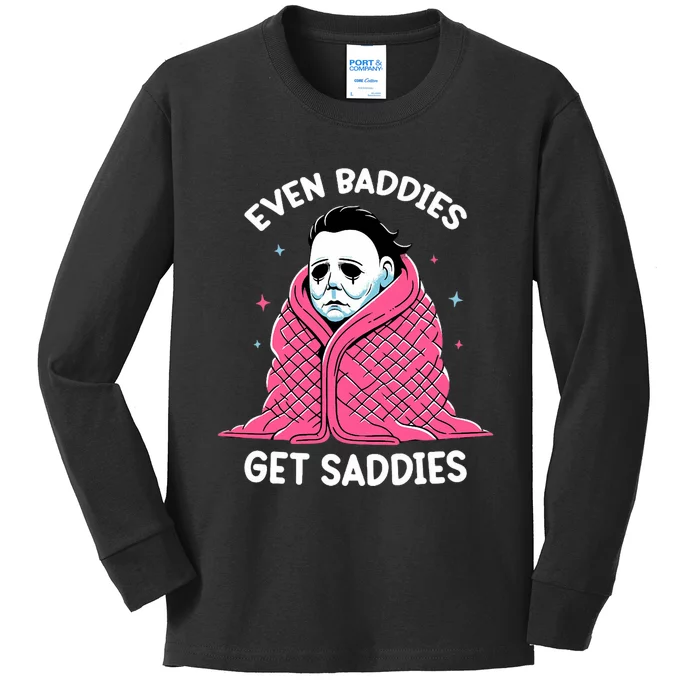 Even Baddies Get Saddies Raccoon Funny Oddly Specific Meme Kids Long Sleeve Shirt