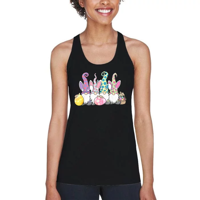 Easter Bunny Gnome Easter Eggs Hunting Women Women's Racerback Tank