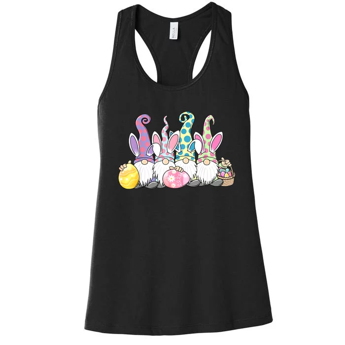 Easter Bunny Gnome Easter Eggs Hunting Women Women's Racerback Tank