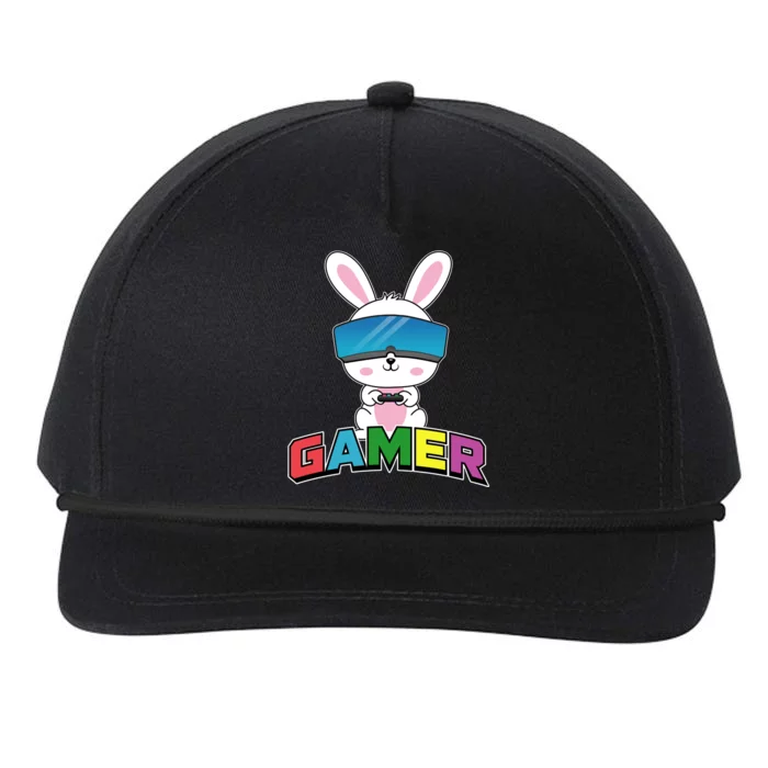 Easter Bunny Gamer Rabbit Easter Day Gaming Gift Snapback Five-Panel Rope Hat