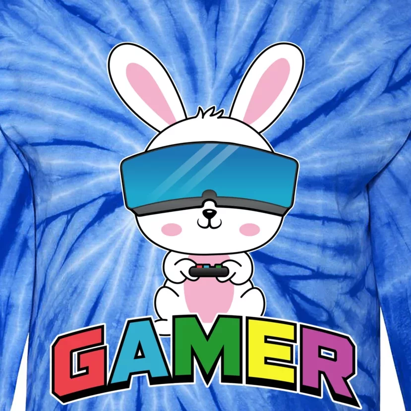 Easter Bunny Gamer Rabbit Easter Day Gaming Gift Tie-Dye Long Sleeve Shirt