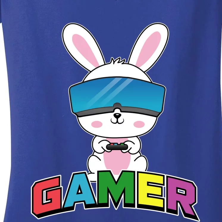 Easter Bunny Gamer Rabbit Easter Day Gaming Gift Women's V-Neck T-Shirt