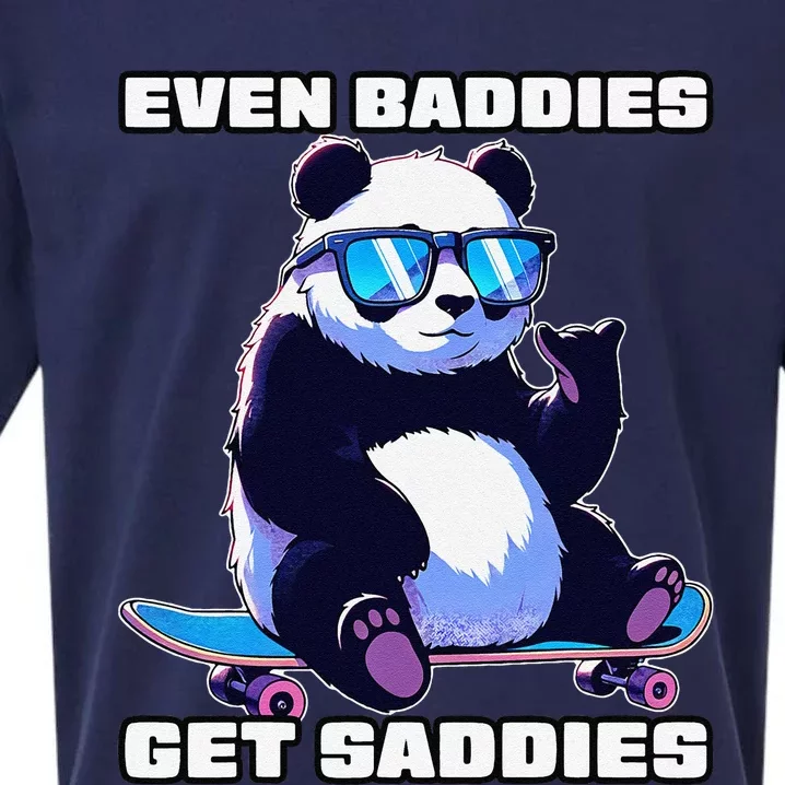 Even Baddies Get Saddies Funny Meme Cute Panda Sueded Cloud Jersey T-Shirt