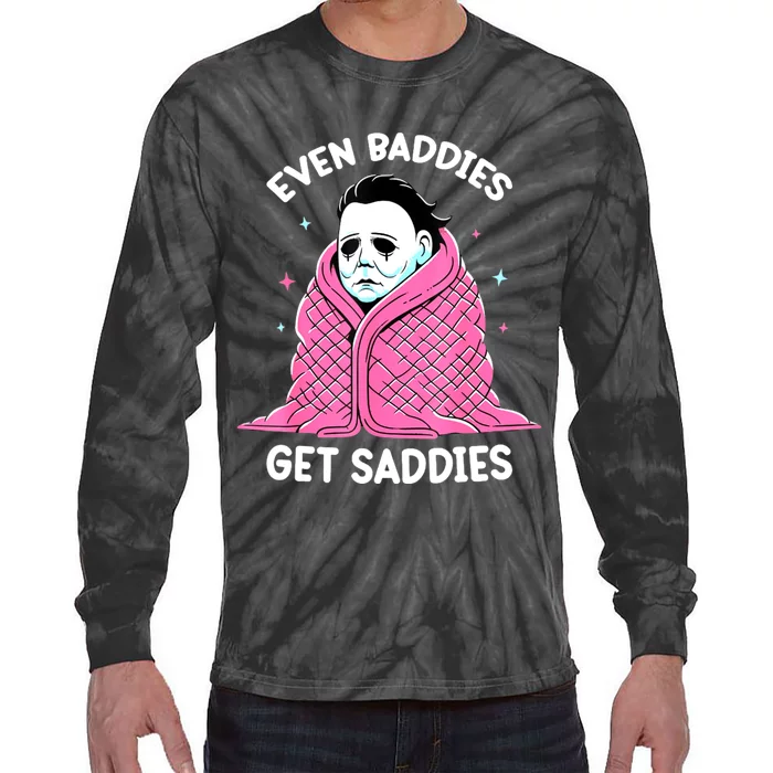 Even Baddies Get Saddies Raccoon Funny Oddly Specific Meme Tie-Dye Long Sleeve Shirt