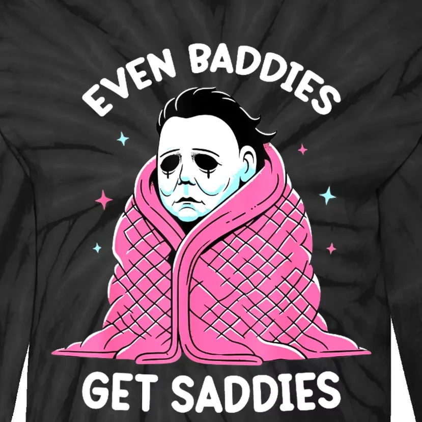 Even Baddies Get Saddies Raccoon Funny Oddly Specific Meme Tie-Dye Long Sleeve Shirt