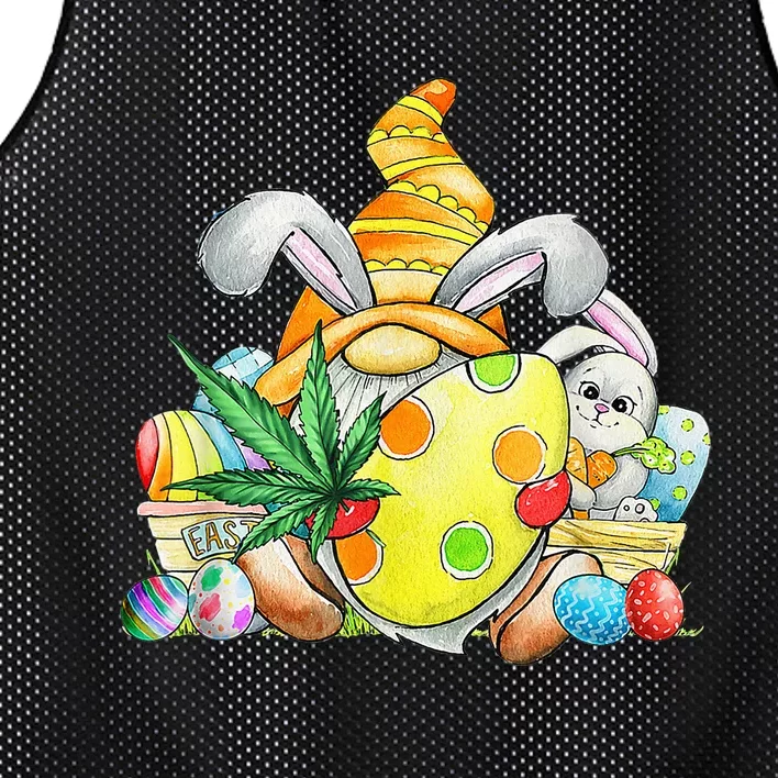 Easter Bunny Gnome Weed Leaf Lover Happy Easter Day Mesh Reversible Basketball Jersey Tank