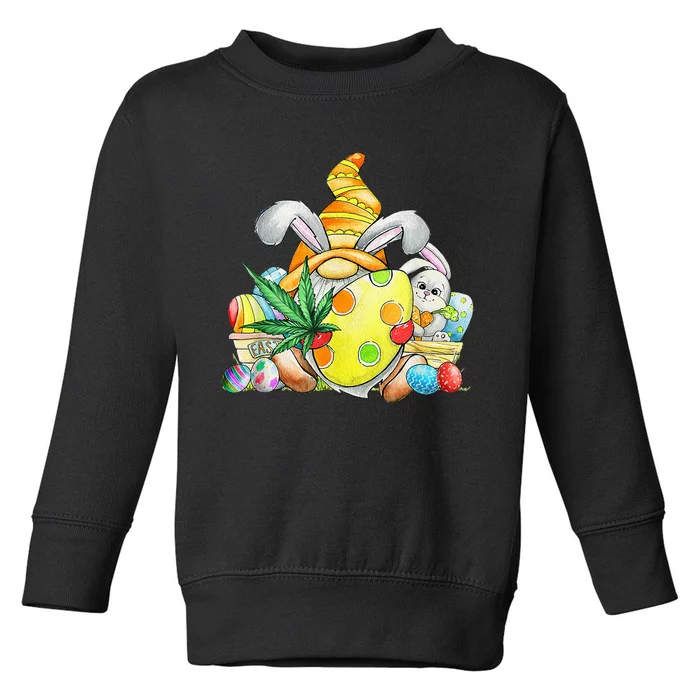 Easter Bunny Gnome Weed Leaf Lover Happy Easter Day Toddler Sweatshirt