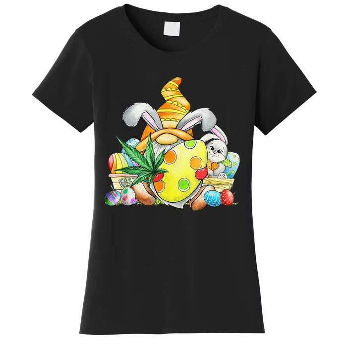 Easter Bunny Gnome Weed Leaf Lover Happy Easter Day Women's T-Shirt