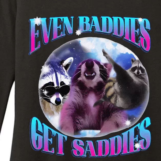 Even Baddies Get Saddies Opossum Funny Womens CVC Long Sleeve Shirt