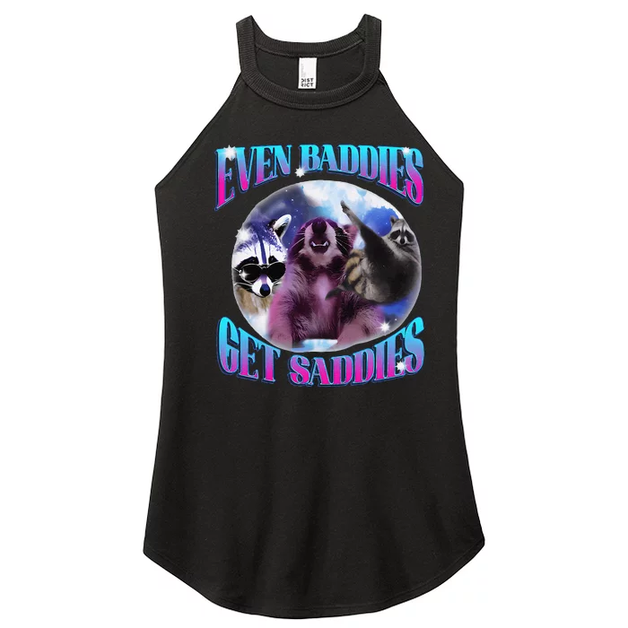 Even Baddies Get Saddies Opossum Funny Women’s Perfect Tri Rocker Tank