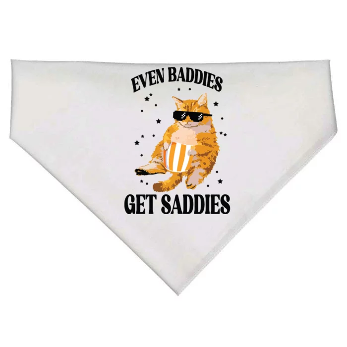 Even Baddies Get Saddies Funny Cat Meme USA-Made Doggie Bandana