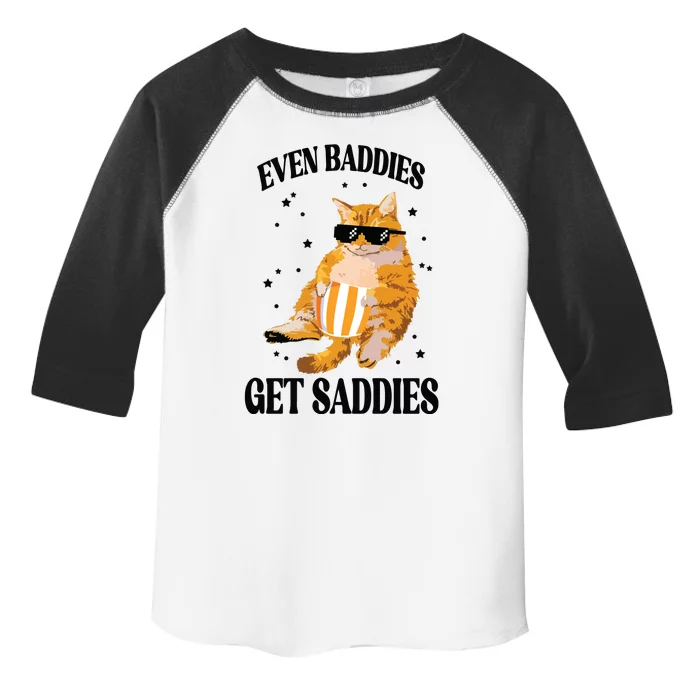 Even Baddies Get Saddies Funny Cat Meme Toddler Fine Jersey T-Shirt