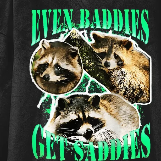 even baddies get saddies racoon Hooded Wearable Blanket