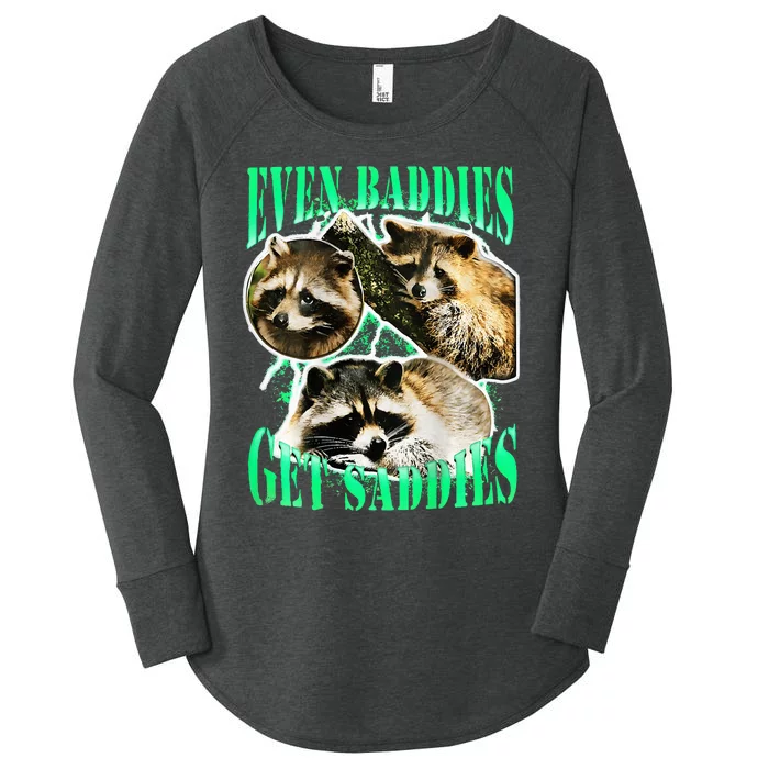 even baddies get saddies racoon Women's Perfect Tri Tunic Long Sleeve Shirt