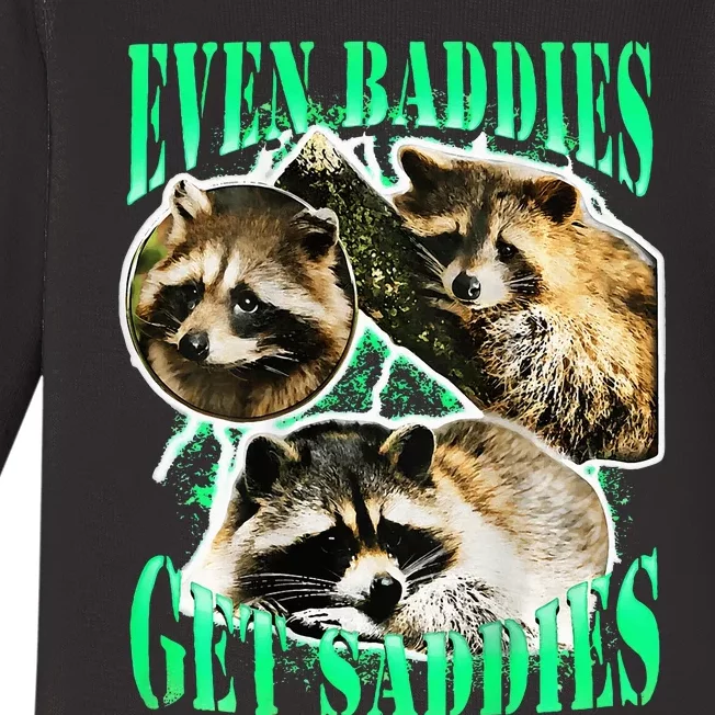 even baddies get saddies racoon Baby Long Sleeve Bodysuit