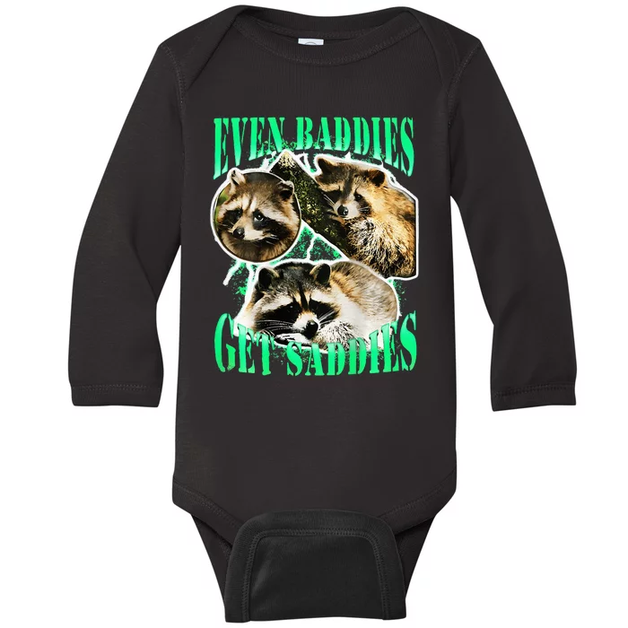 even baddies get saddies racoon Baby Long Sleeve Bodysuit